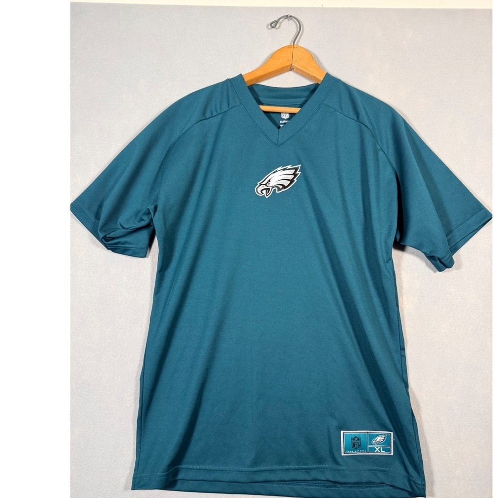 NFL Team Apparel Philadelphia Eagles Kids XL‎ 18/20 Teal V-Neck Jersey Shirt